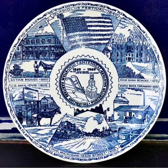 Vintage 1869 1969 Centennial OVID MICHIGAN KETTLESPRINGS Kilns Dinner Plate - Picture 1 of 9